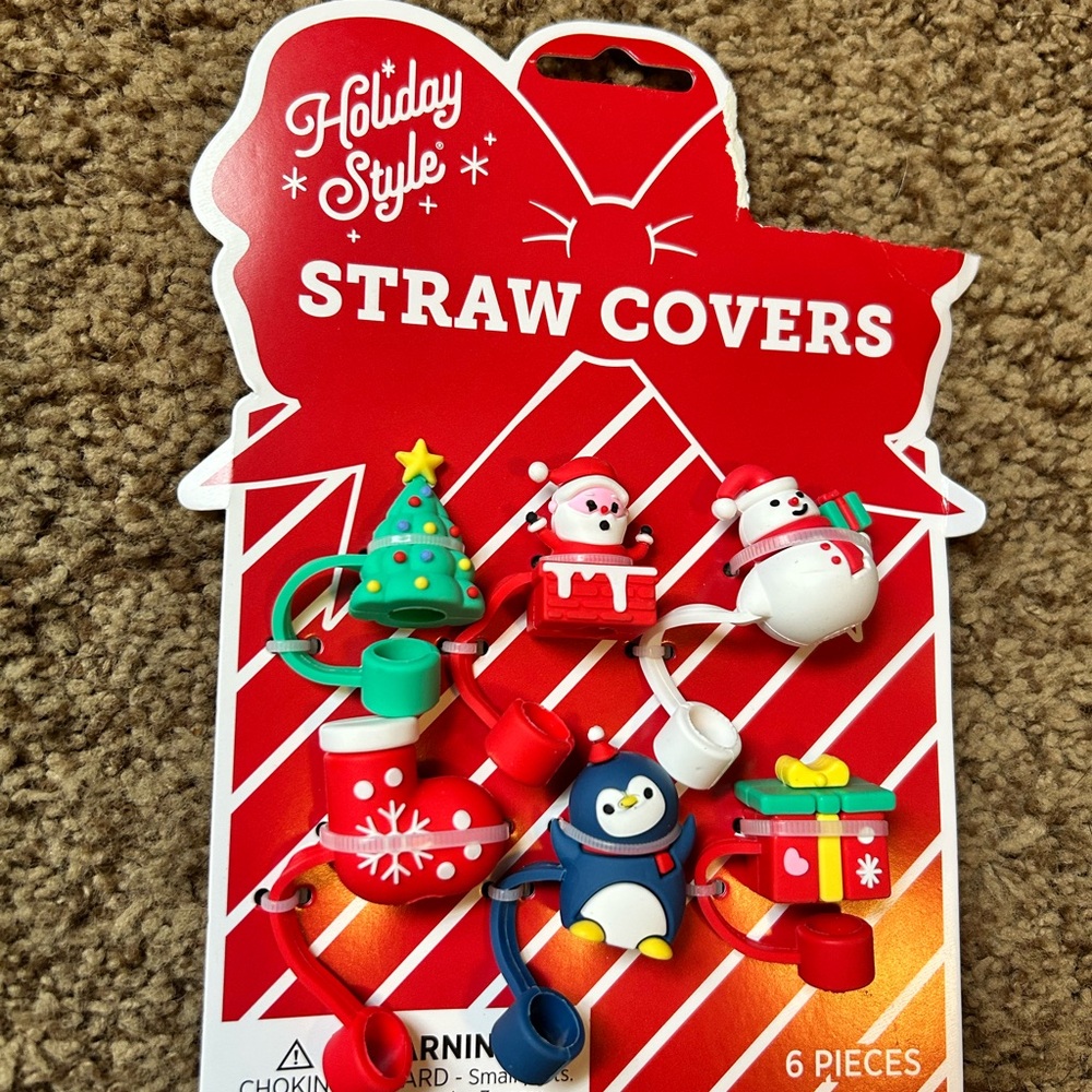 Christmas Holiday‎ Style Straw Covers Set of 6